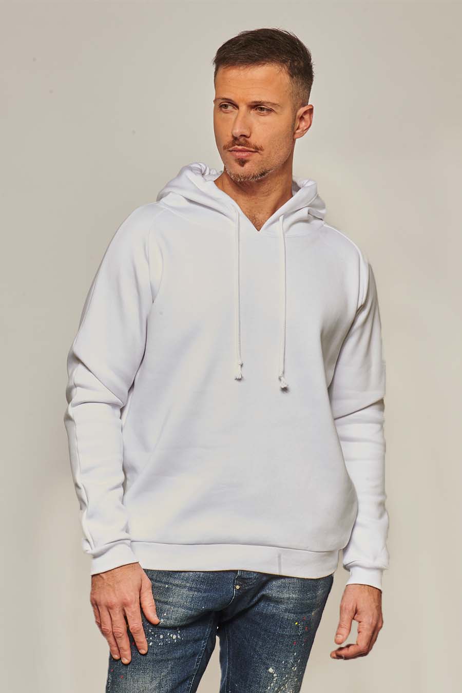 Sweat à capuche hoodie Homme made in France Rembrandt blanc - FIL ROUGE