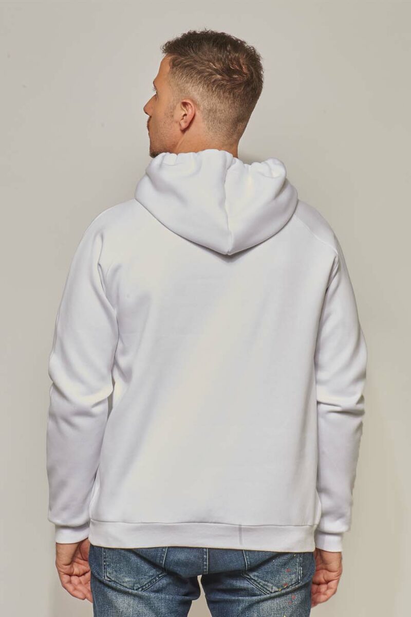 Sweat à capuche hoodie made in France Rembrandt blanc homme de dos - FIL ROUGE