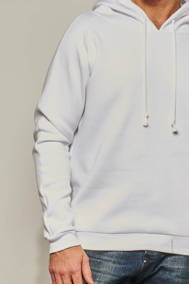 Zoom sweat à capuche hoodie Homme made in France Rembrandt blanc - FIL ROUGE