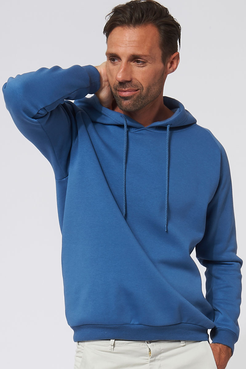 Sweat à capuche hoodie Homme made in France Rembrandt bleu cobalt - FIL ROUGE