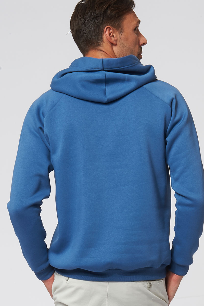 Sweat à capuche hoodie made in France Rembrandt bleu cobalt homme de dos - FIL ROUGE