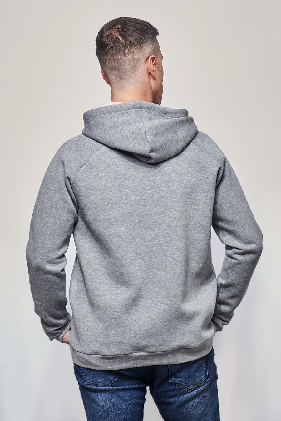 Sweat à capuche hoodie made in France Rembrandt gris-clair homme de dos - FIL ROUGE