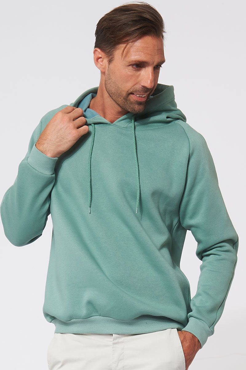 Sweat à capuche hoodie Homme made in France Rembrandt vert menthe - FIL ROUGE
