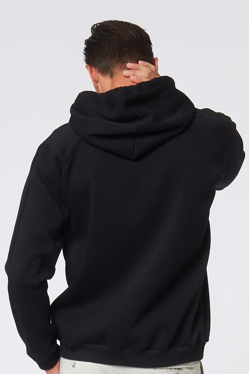 Sweat à capuche hoodie made in France Rembrandt noir homme de dos - FIL ROUGE