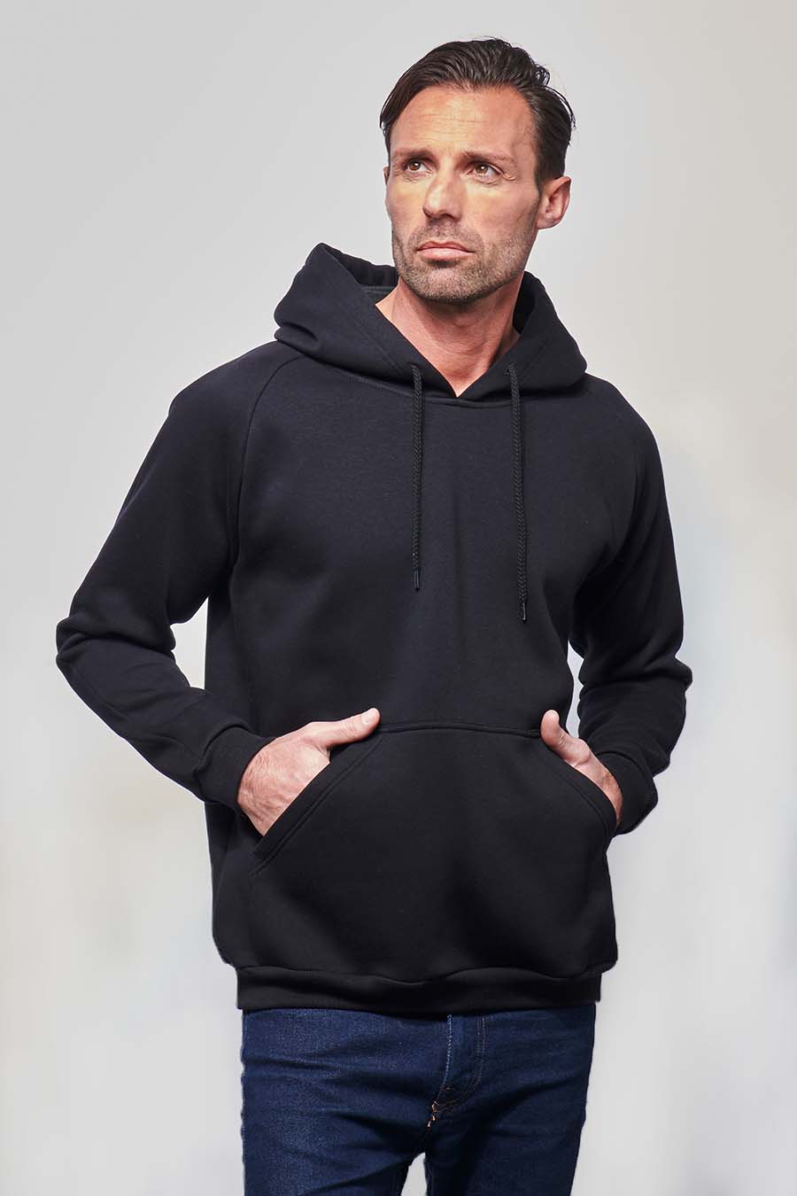 Sweat à capuche hoodie Homme made in France Robinson noir - FIL ROUGE