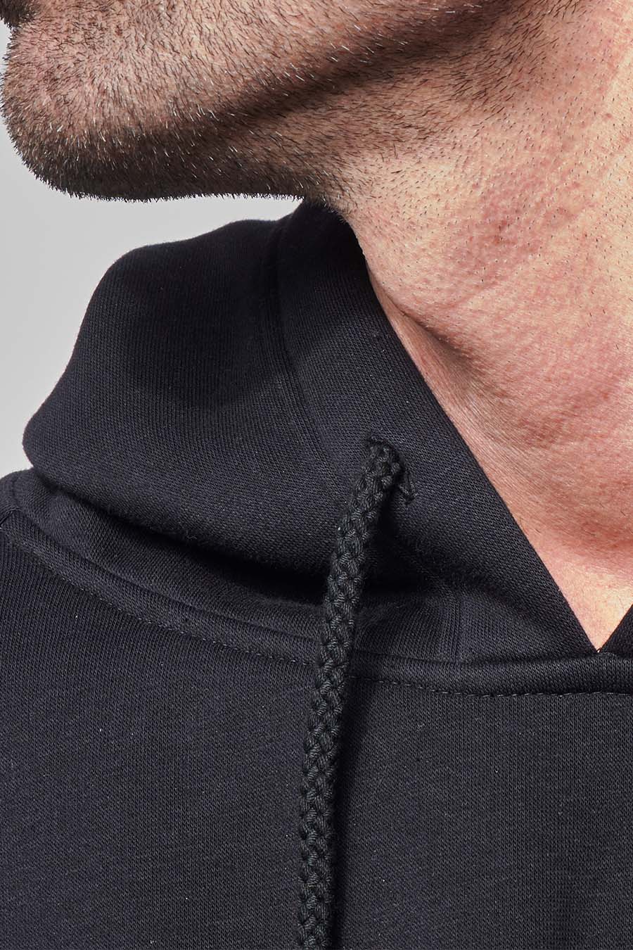 Zoom sweat à capuche hoodie Homme made in France Robinson noir - FIL ROUGE