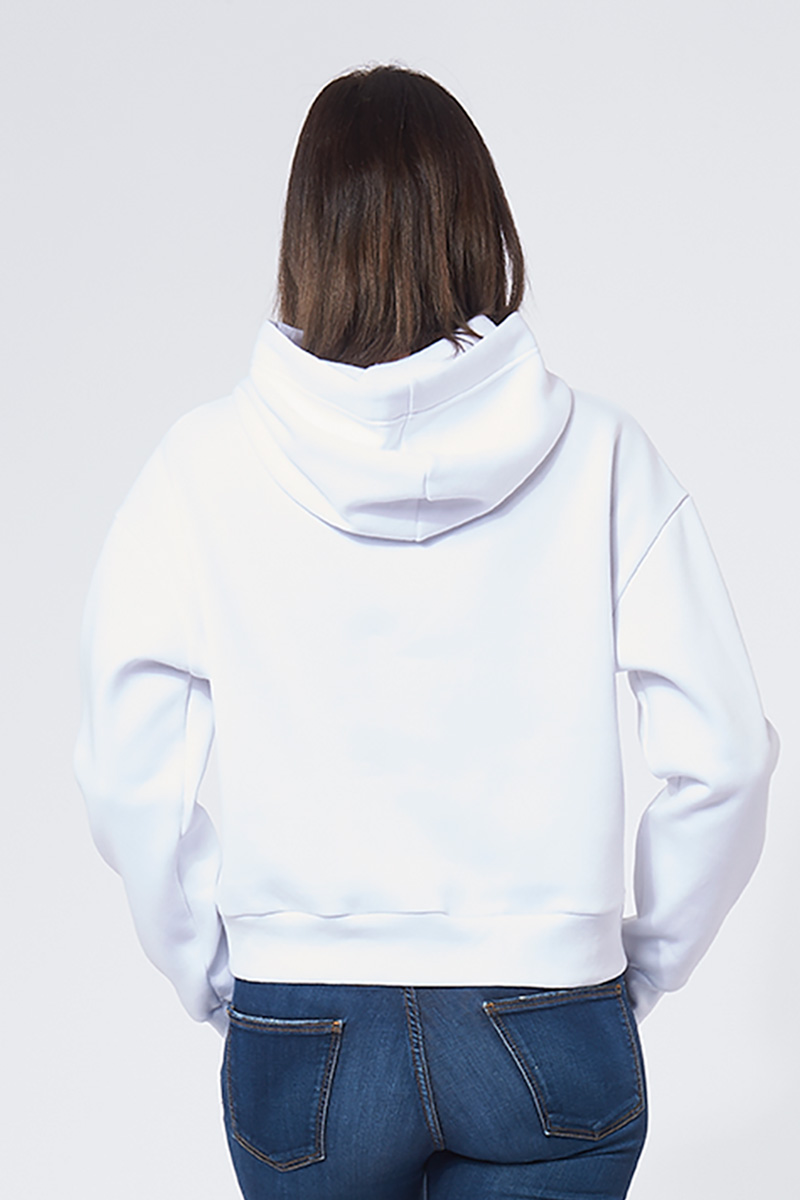 Sweat à capuche hoodie made in France Salina blanc femme de dos - FIL ROUGE