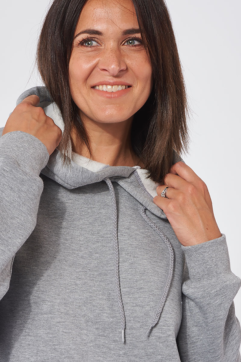 Zoom sweat à capuche hoodie Femme made in France Salina blanc - FIL ROUGE