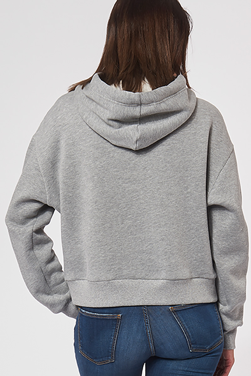 Sweat à capuche hoodie made in France Salina gris-clair femme de dos - FIL ROUGE