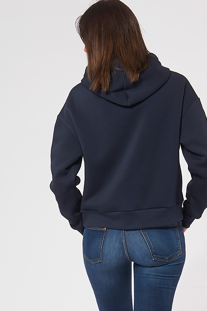 Sweat à capuche hoodie made in France Salina marine femme de dos - FIL ROUGE