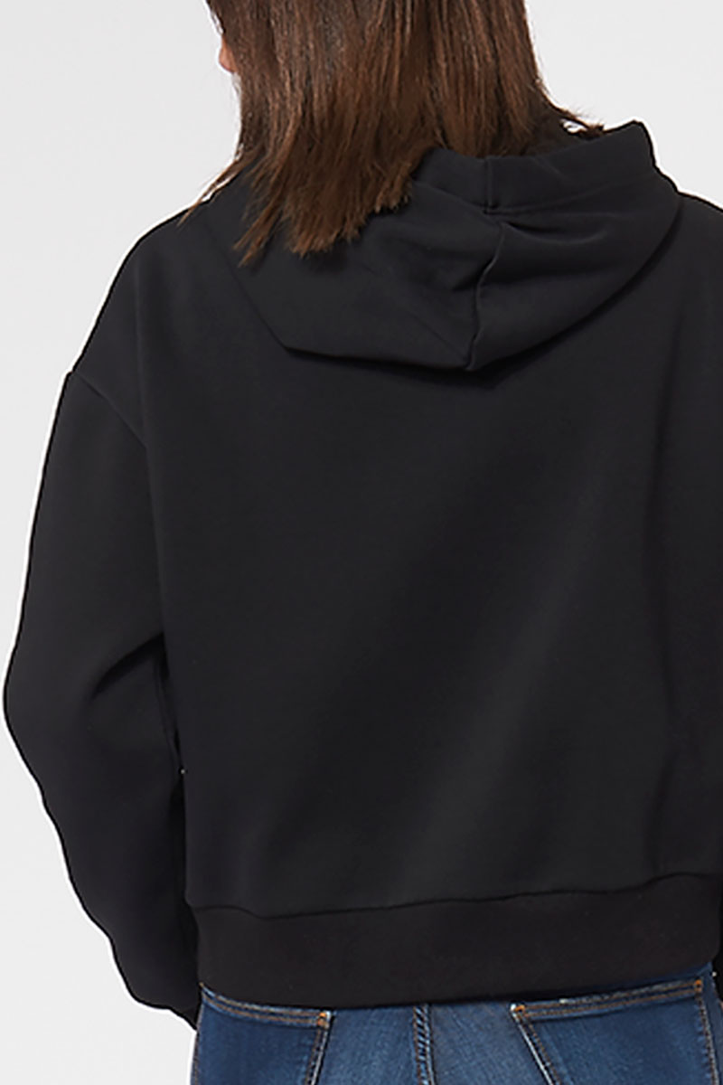 Sweat à capuche hoodie made in France Salina noir femme de dos - FIL ROUGE