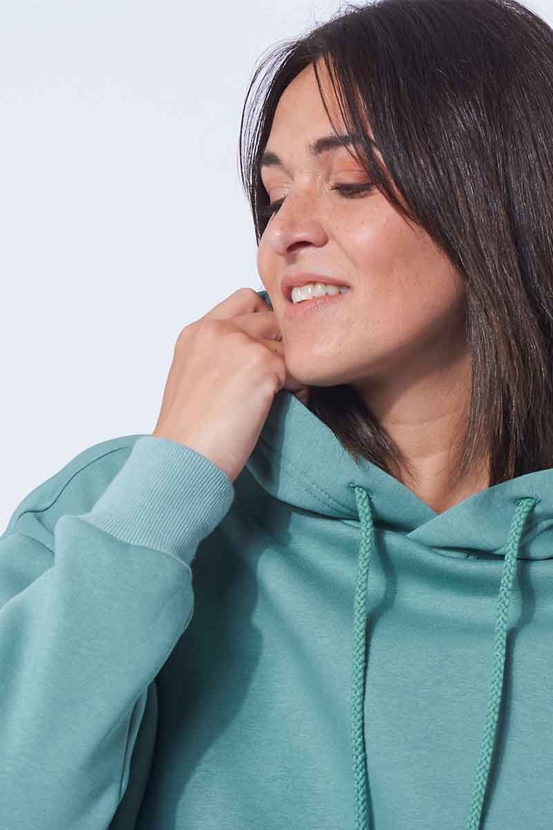 Zoom sweat à capuche hoodie Femme made in France Salina noir - FIL ROUGE