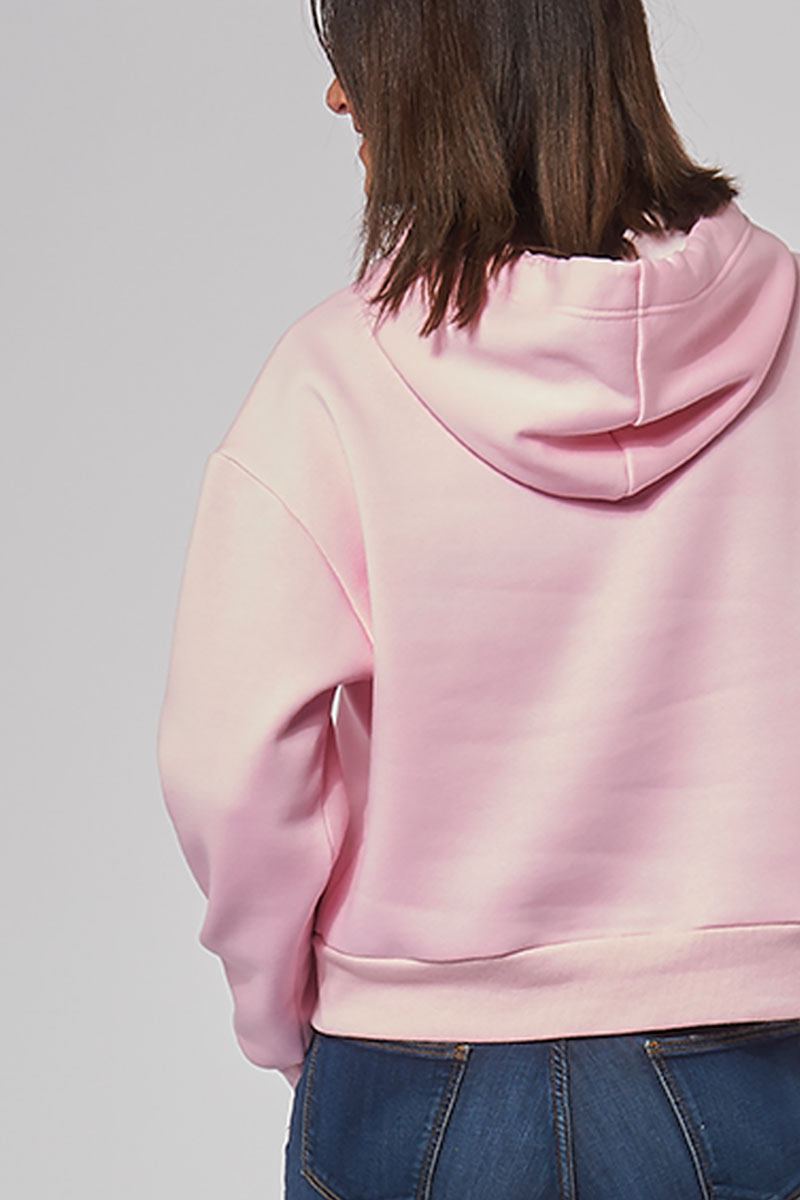 Zoom sweat à capuche hoodie Femme made in France Salina rose - FIL ROUGE