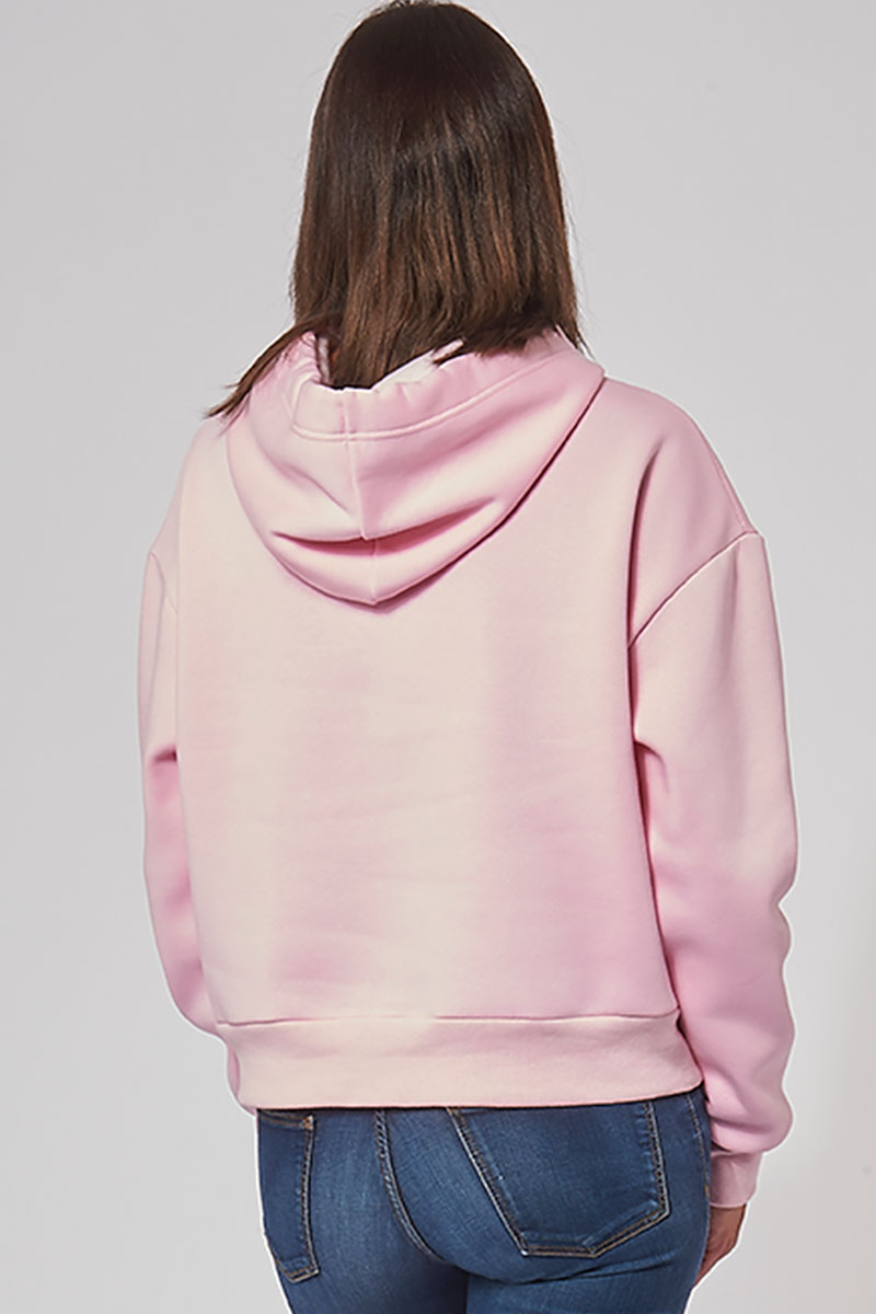 Sweat à capuche hoodie made in France Salina rose femme de dos - FIL ROUGE
