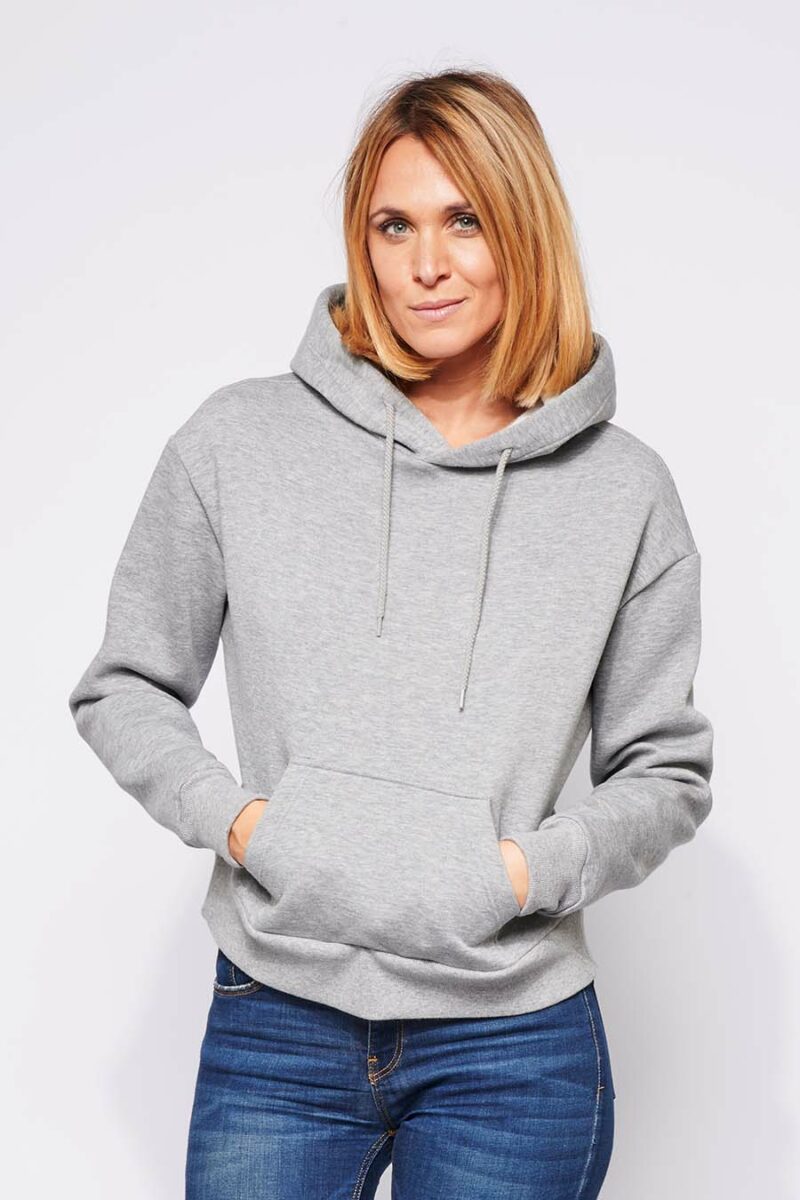 Sweat à capuche hoodie Femme made in France Sally gris-clair - FIL ROUGE