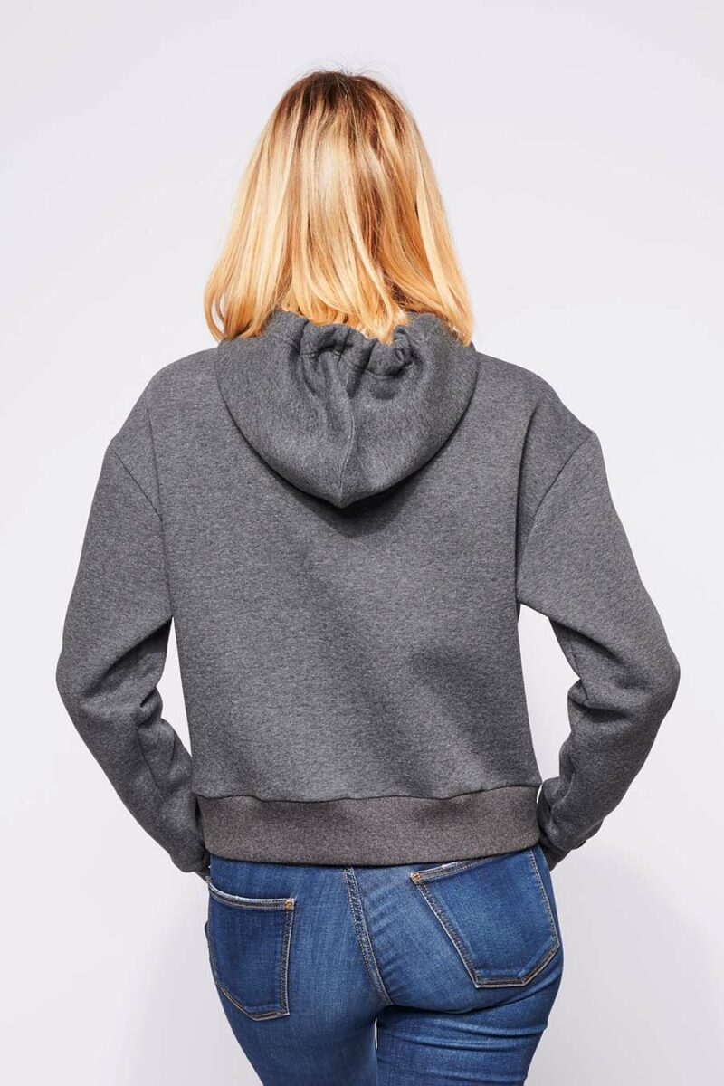 Sweat à capuche hoodie made in France Sally gris-foncé femme de dos - FIL ROUGE