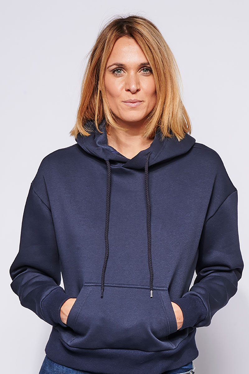 Sweat à capuche hoodie Femme made in France Sally marine - FIL ROUGE