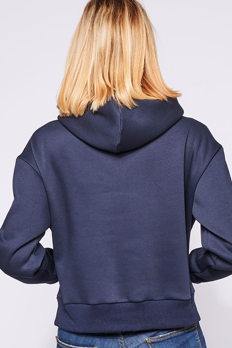 Sweat à capuche hoodie made in France Sally marine femme de dos - FIL ROUGE