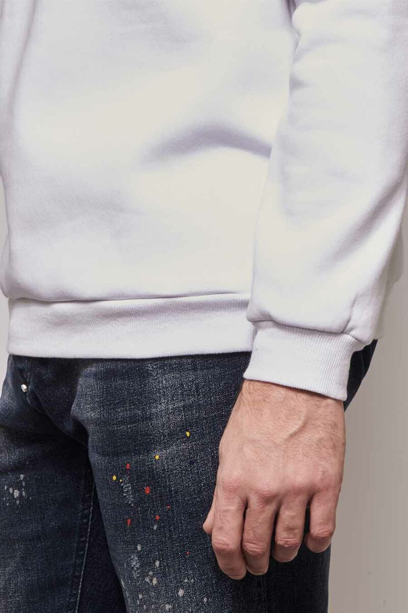 Zoom sweat à capuche hoodie Homme made in France Sam blanc - FIL ROUGE