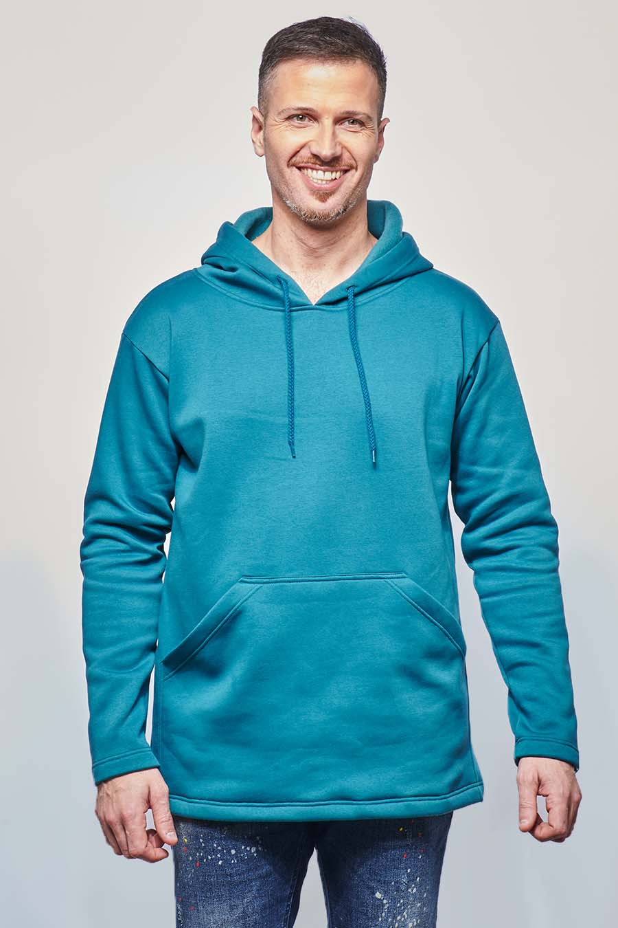 Sweat à capuche hoodie Homme made in France Sam bleu-canard - FIL ROUGE