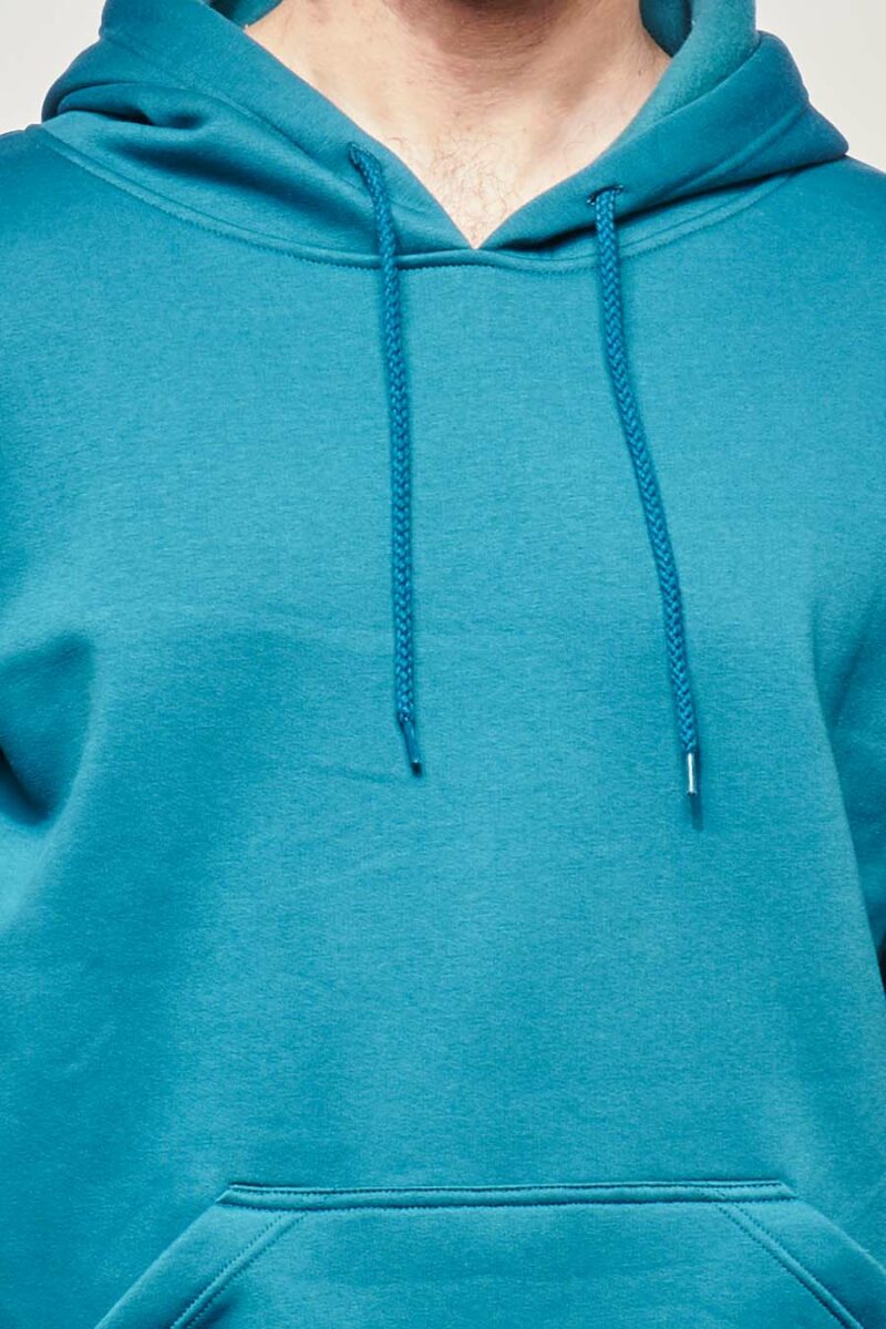 Zoom sweat à capuche hoodie Homme made in France Sam bleu-canard - FIL ROUGE