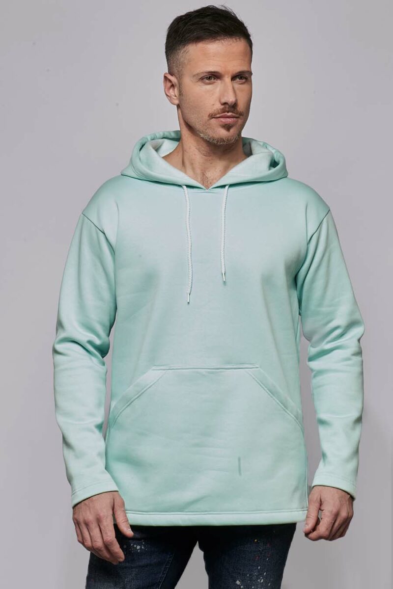 Sweat à capuche hoodie Homme made in France Sam bleu layette - FIL ROUGE