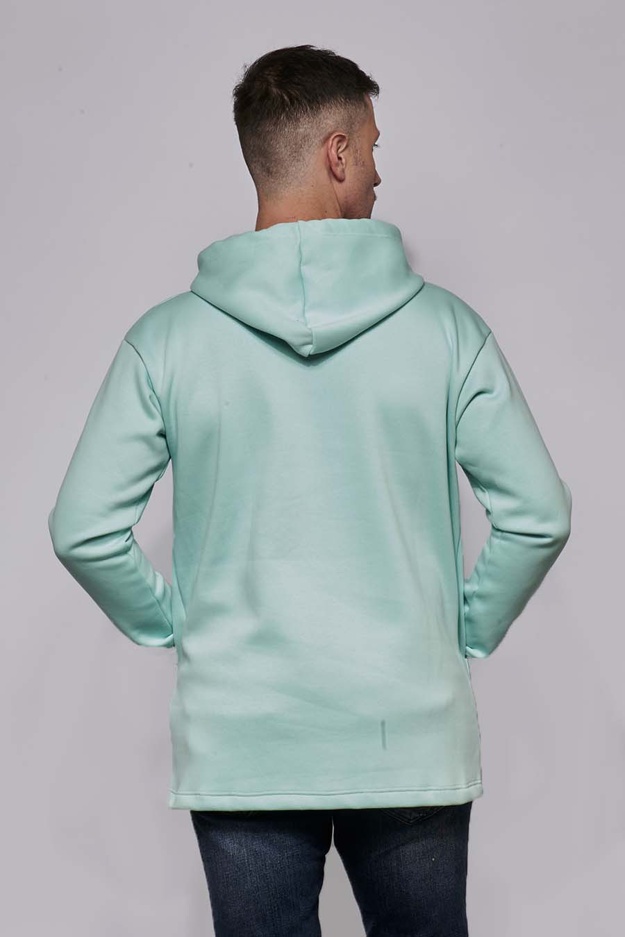 Sweat à capuche hoodie made in France Sam bleu layette homme de dos - FIL ROUGE