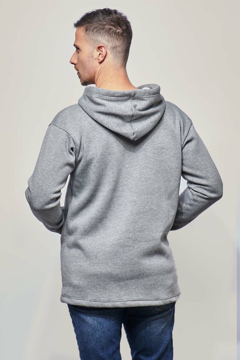 Sweat à capuche hoodie made in France Sam gris-clair homme de dos - FIL ROUGE