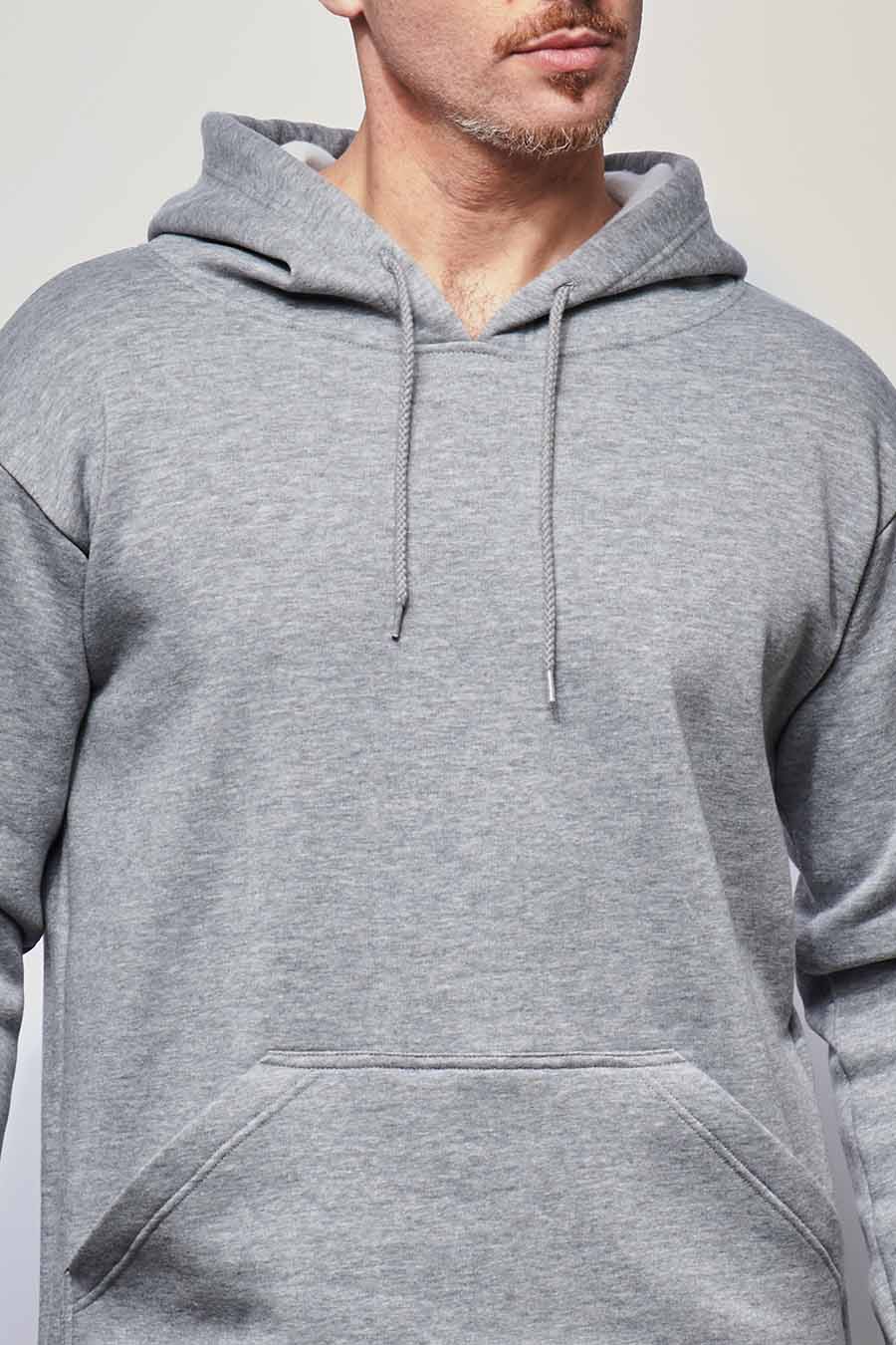 Zoom sweat à capuche hoodie Homme made in France Sam gris-clair - FIL ROUGE