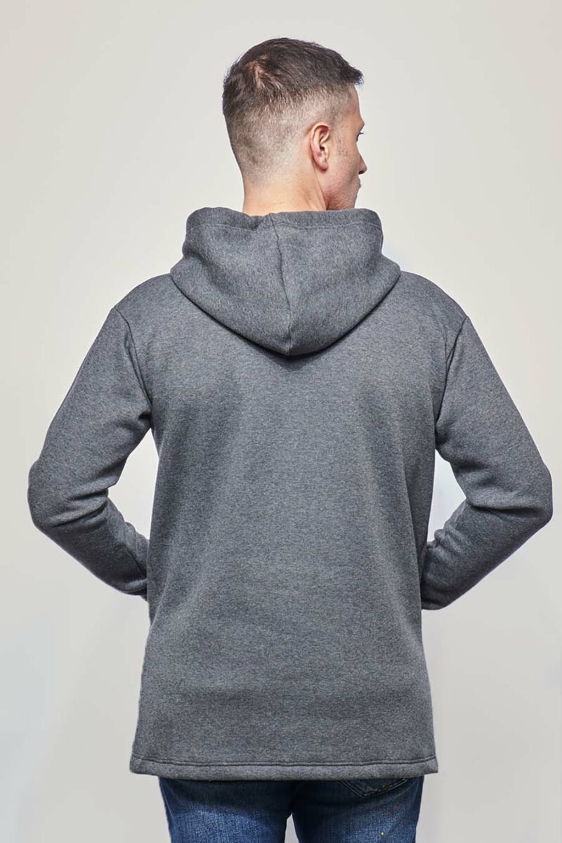 Sweat à capuche hoodie made in France Sam gris-foncé homme de dos - FIL ROUGE