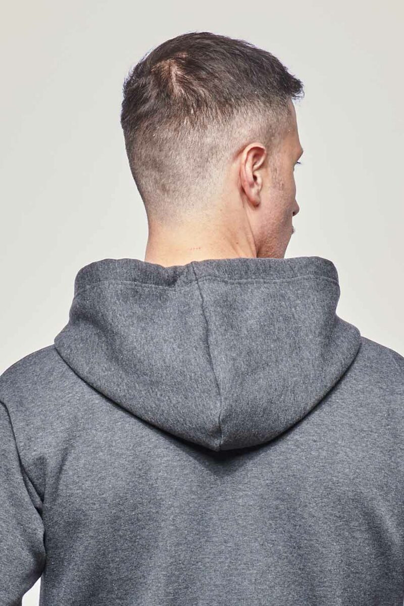 Zoom sweat à capuche hoodie Homme made in France Sam gris-foncé - FIL ROUGE