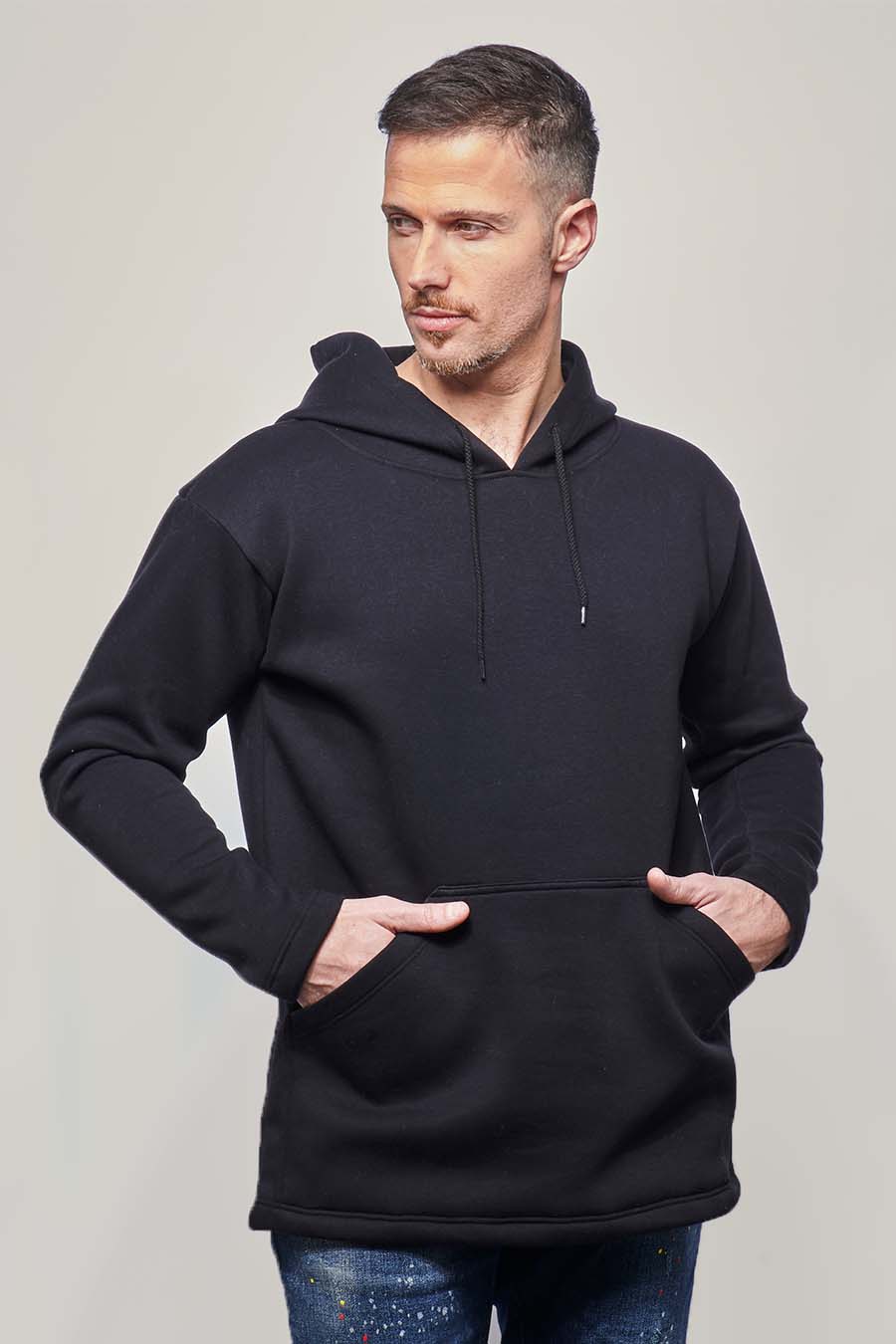 Sweat à capuche hoodie Homme made in France Sam noir - FIL ROUGE