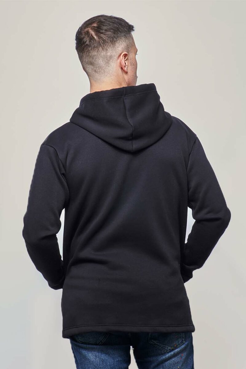 Sweat à capuche hoodie made in France Sam noir homme de dos - FIL ROUGE
