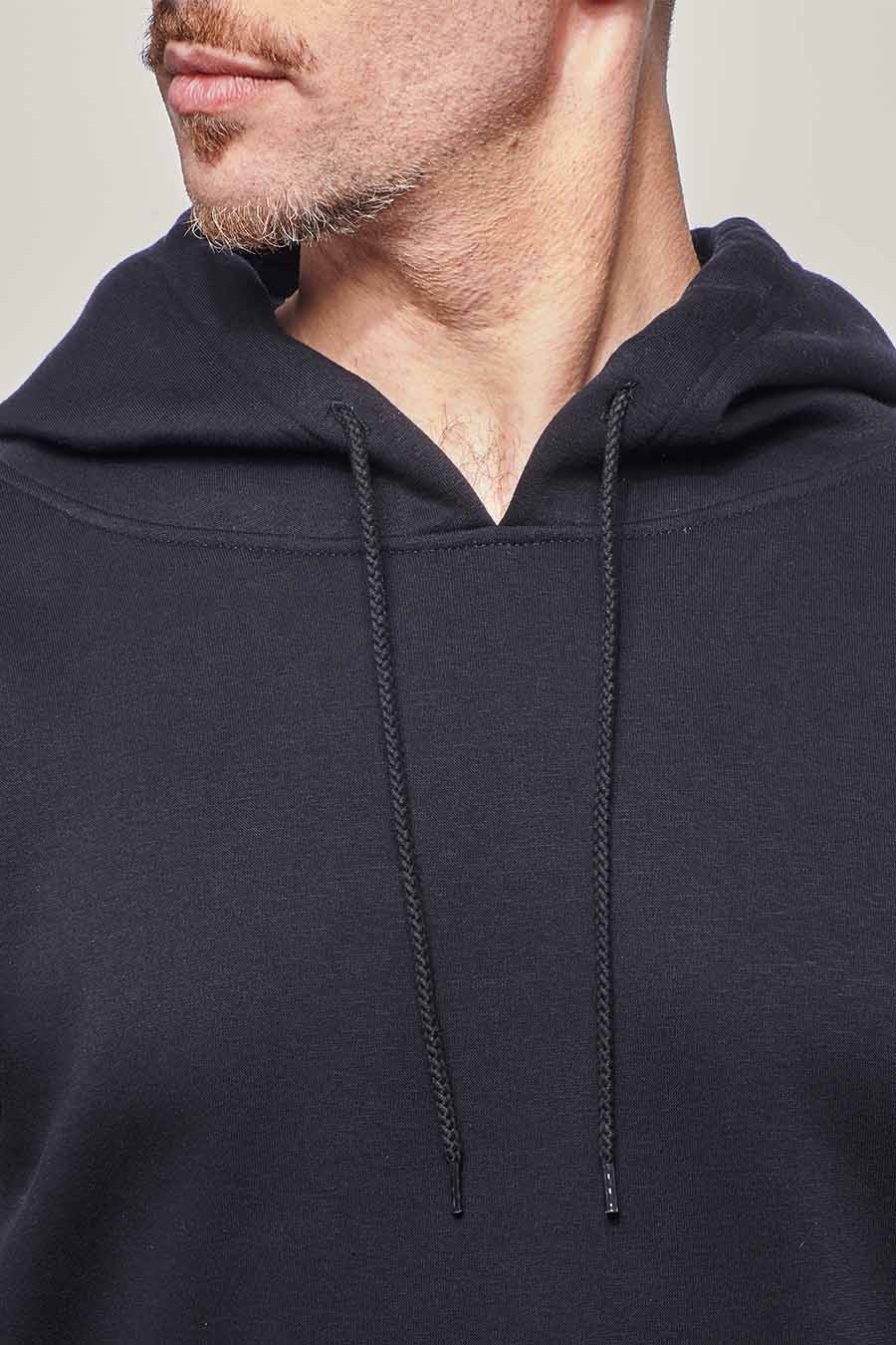 Zoom sweat à capuche hoodie Homme made in France Sam noir - FIL ROUGE