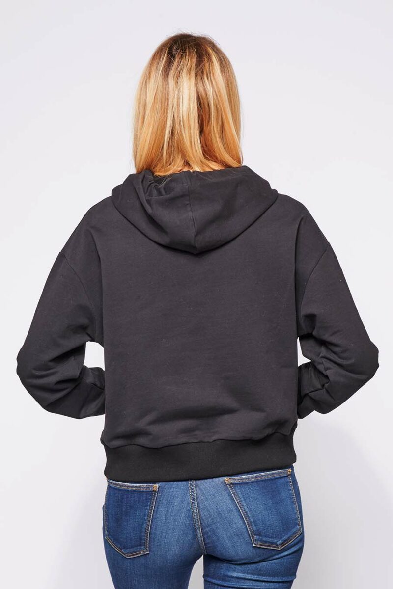 Sweat à capuche hoodie made in France Sara noir femme de dos - FIL ROUGE