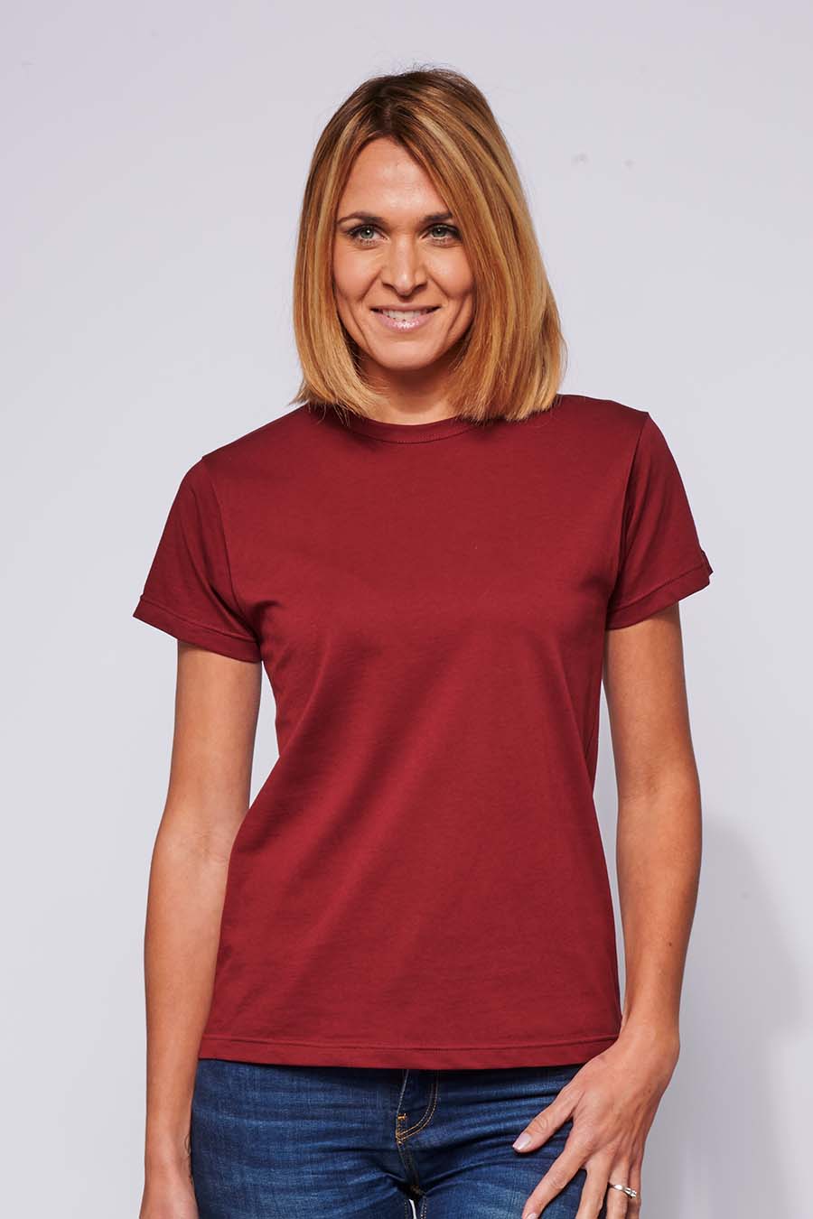 Tee-shirt classique Femme made in France en coton bio bordeaux - Fil Rouge