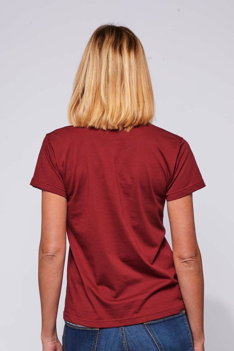 T-shirt classique Femme made in France en coton bio bordeaux - Fil Rouge