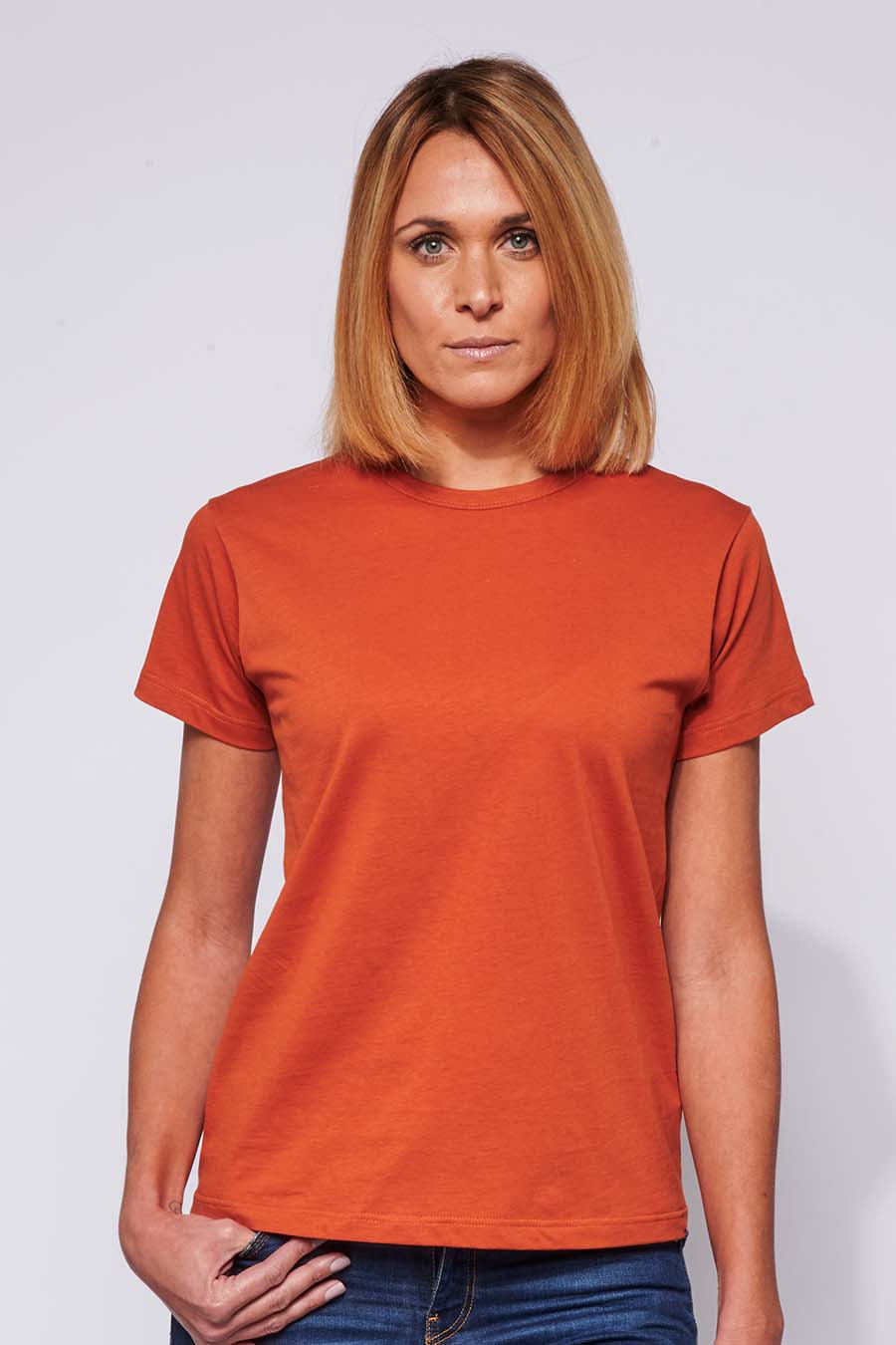 Tee-shirt Femme made in France en coton bio BEATRICE brique - FIL ROUGE