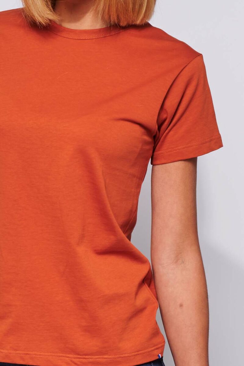 Zoom Tee-shirt femme made in France en coton bio BEATRICE brique - FIL ROUGE