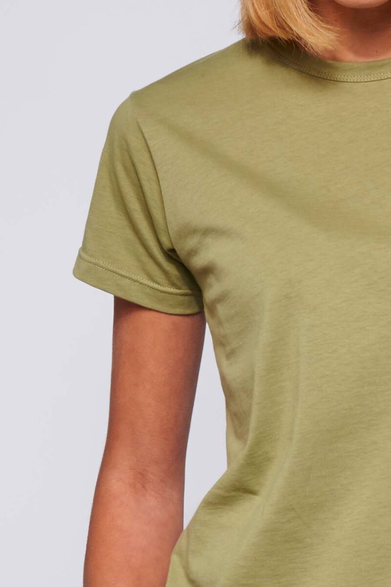 zoom tee-shirt Femme made in France en coton bio BEATRICE kaki - FIL ROUGE