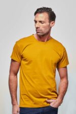 Tee-shirt classique Homme made in France en coton bio moutarde - FIL ROUGE