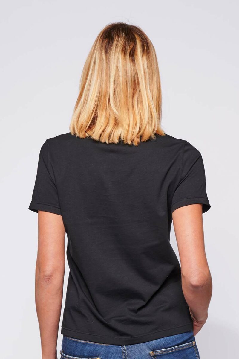 Tee-shirt made in France en coton bio BETTY noir femme de dos - FIL ROUGE