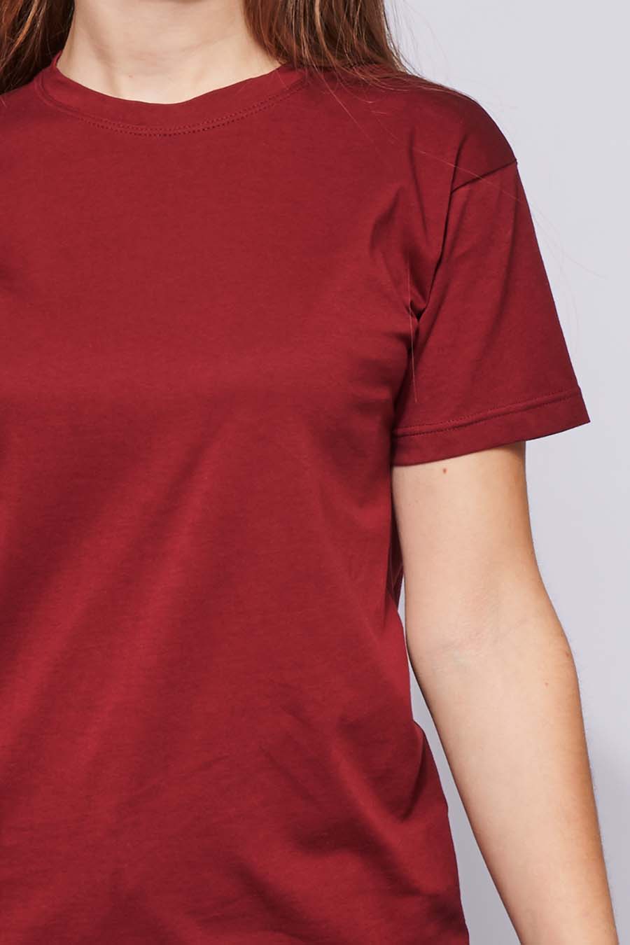 zoom tee-shirt Femme made in France en coton bio BRIGITTE bordeaux - FIL ROUGE