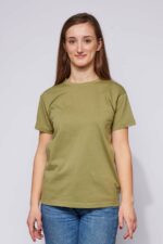 Tee-shirt classique Femme made in France en coton bio kaki - Fil Rouge