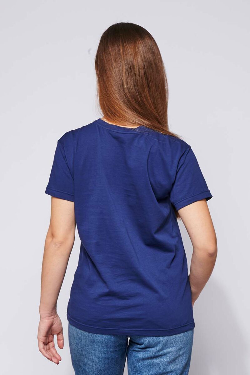 Tee-shirt made in France en coton bio BRIGITTE marine femme de dos - FIL ROUGE
