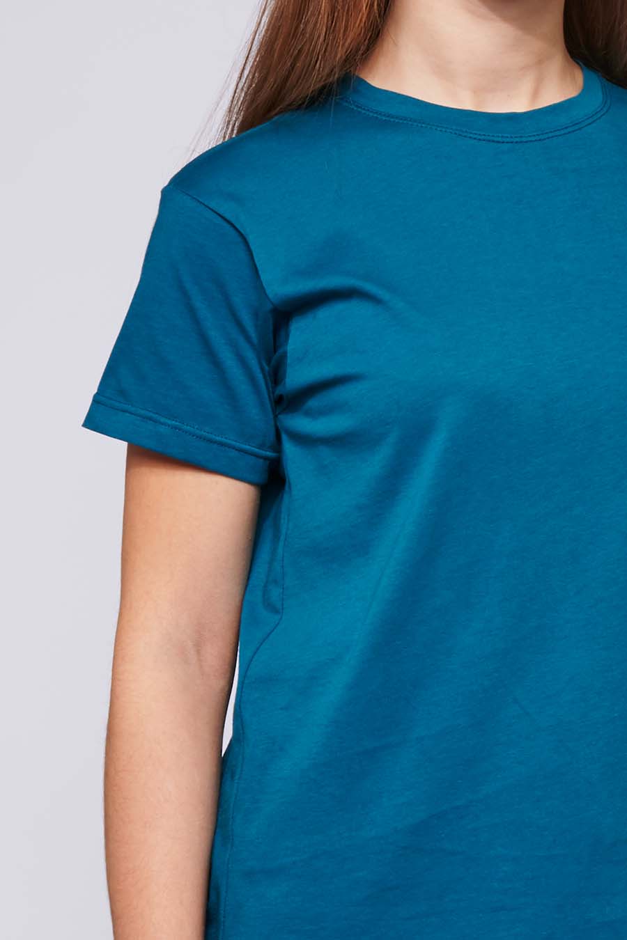 Zoom Tee-shirt femme made in France en coton bio BRIGITTE pétrole - FIL ROUGE