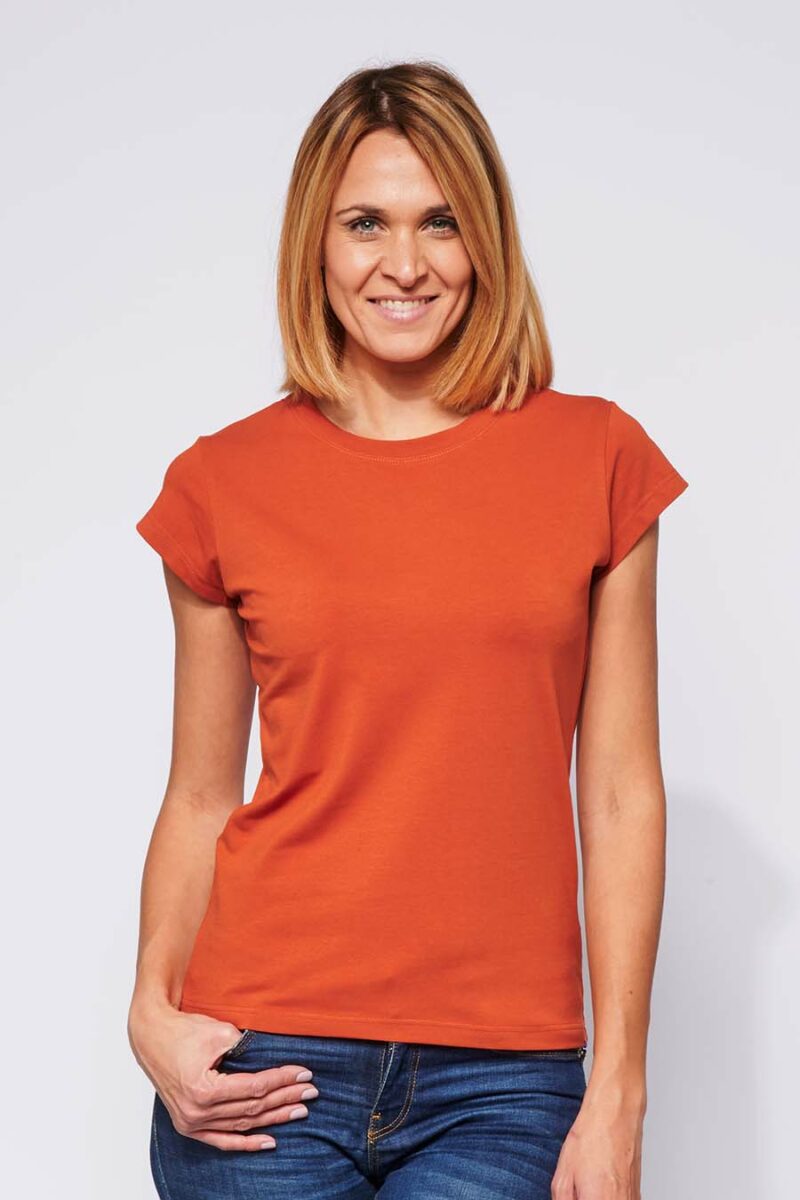 Tee-shirt ajusté Femme made in France en coton bio brique - Fil Rouge