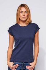 Tee-shirt ajusté Femme made in France en coton bio marine - Fil Rouge