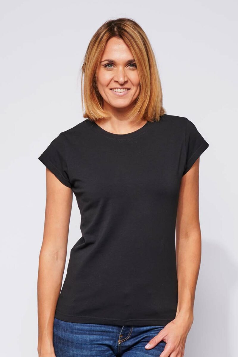 Tee-shirt ajusté Femme made in France en coton bio noir - Fil Rouge