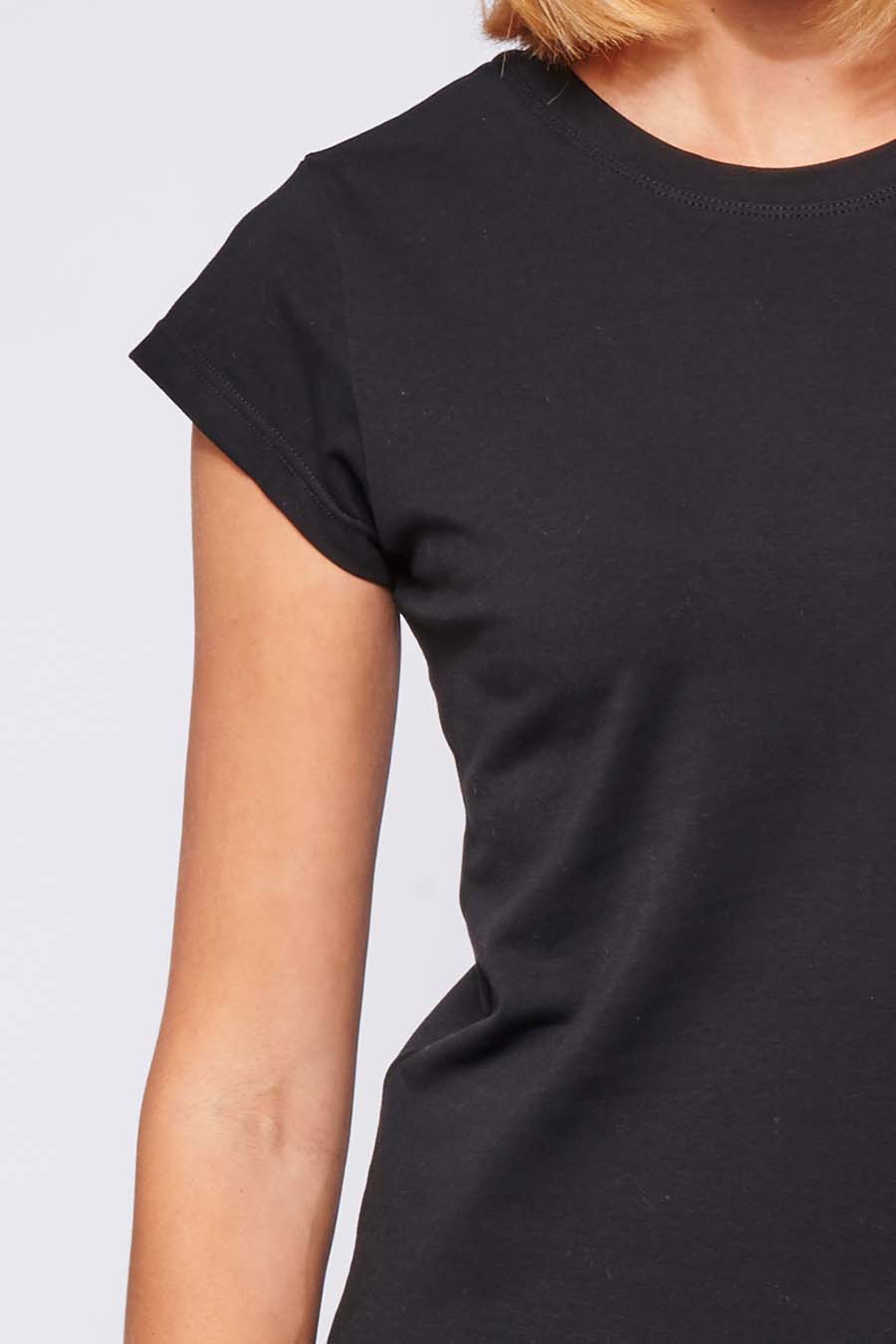 zoom tee-shirt Femme made in France en coton bio LAURE noir - FIL ROUGE